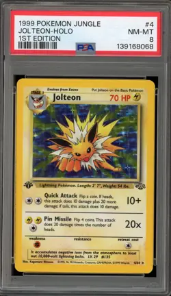 Pokemon Jolteon Jungle 1st Edition Holo Rare #4 PSA 8 - Image 1