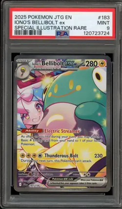 Pokemon Iono's Bellibolt ex Journey Together SIR #183 PSA 9 Mint - Image 1