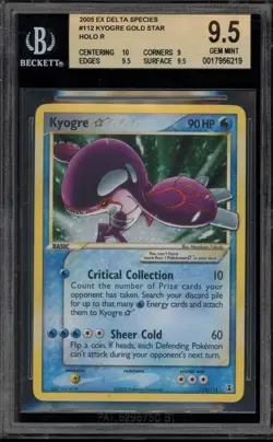Pokemon Kyogre Gold Star EX Delta Species Holo Ultra Rare #112 BGS 9.5 - Image 1