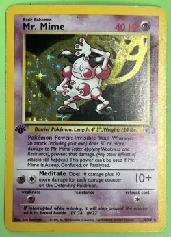 Mr. Mime 6/64 Rare Jungle Holo Foil 1st First Edition Pokemon LIGHT PLAY LP - Image 1