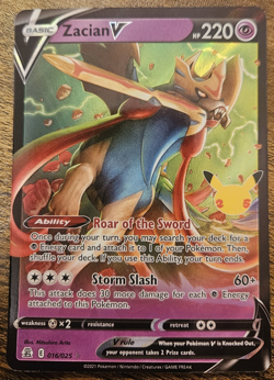 Zacian V 016/025 Holo Rare Pokemon Card Celebrations 25th Anniversary Near Mint - Image 1