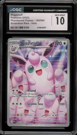 Pokemon Wigglytuff Phantasmal Flames Illustration Rare #105 CGC 10 Gem Mint - Image 1