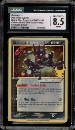 Pokemon Greninja Gold Star Celebrations ETB Holo Promo SWSH144 CGC 8.5 - Image 1