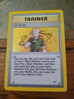 Pokemon Lt. Surge TCG 017/132 Gym Heroes Trainer Holo Card NM Condition - Image 1