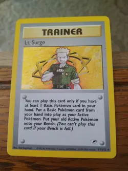 Pokemon Lt. Surge TCG 017/132 Gym Heroes Trainer Holo Card NM Condition - Image 2
