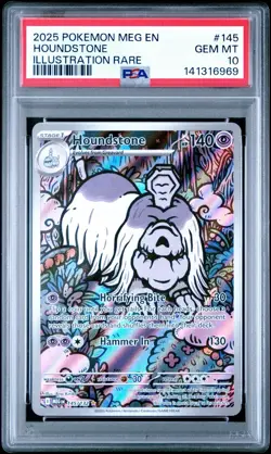 PSA 10 Gem Mint Houndstone 145/132 Illustration Rare Mega Evolution Pokemon - Image 1