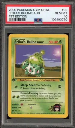 Pokemon Erika's Bulbasaur Gym Challenge 1st Edition #39 PSA 10 Gem Mint - Image 1