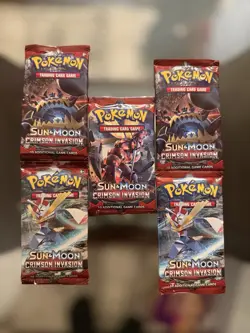 Lot of (5x) Pokemon TCG Sun & Moon Crimson Invasion Booster Packs FactorySealed - Image 1