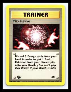💥 MAX REVIVE TRAINER 1st Edition Stamp 2000 Pokemon Gym Challenge # 117/132 - Image 1