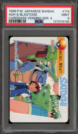 Pokemon Bandai Carddass Ash & Blastoise Vending Series 4 Japanese #114 PSA 9 - Image 1