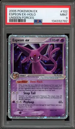 Pokemon Espeon ex EX Unseen Forces Holo Ultra Rare #102 PSA 9 Mint - Image 1