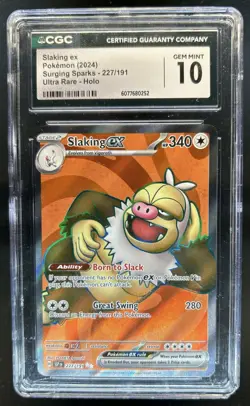 2024 Pokemon Surging Sparks Slaking Ex Ultra Rare #227/191 CGC 10 - Image 1