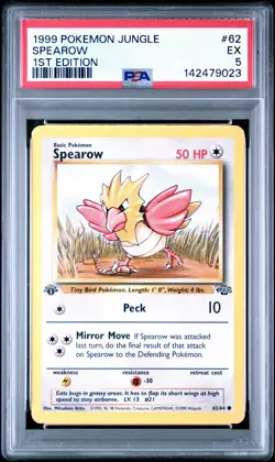 1999 Pokemon TCG Jungle Set Spearow #62 PSA 5 - Image 1
