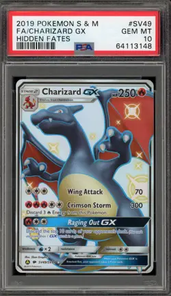 Pokemon Charizard GX Hidden Fates Full Art #SV49 PSA 10 Gem Mint - Image 1