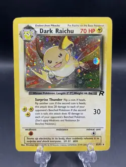 Pokemon Dark Raichu Holo TCG Card 83/82 Secret Rare MP/HP - Image 1