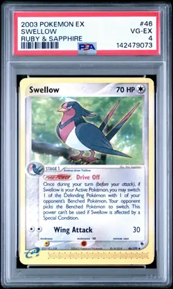 2003 Pokemon EX Ruby & Sapphire Swellow #46 PSA 4 - Image 1