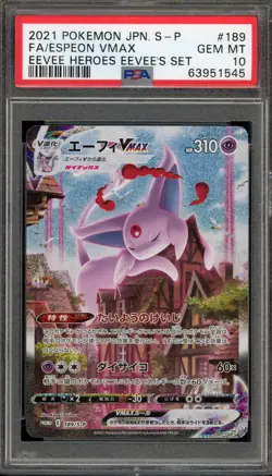 Pokemon Espeon VMAX Eevee Heroes Eevee's Set JPN Full Art Promo 189/S-P PSA 10 - Image 1