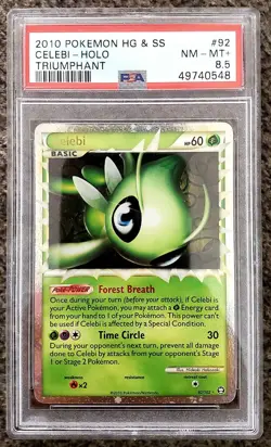 Pokemon HGSS Triumphant Celebi Prime Holo 92/102 PSA 8.5 - Image 1