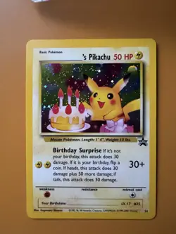 ______'s Pikachu 24/53 Wotc Promo Holo 50 HP Birthday Surprise Pokemon Card - Image 1