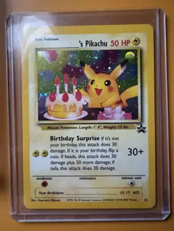 ______'s Pikachu 24/53 Wotc Promo Holo 50 HP Birthday Surprise Pokemon Card - Image 5