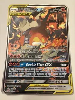 Pokemon Reshiram & Charizard GX TAG TEAM Promo Holo SM201 SM ESTIMATED PSA 7/8 - Image 1