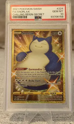 2021 Pokemon Sword and Shield Chilling Reign Secret Rare Snorlax 224 PSA 10 - Image 1