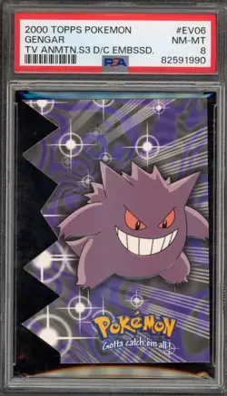 Pokemon Topps Gengar TV Animation S3 Die-Cut Embossed #EV06 PSA 8 - Image 1