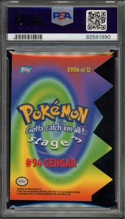 Pokemon Topps Gengar TV Animation S3 Die-Cut Embossed #EV06 PSA 8 - Image 2