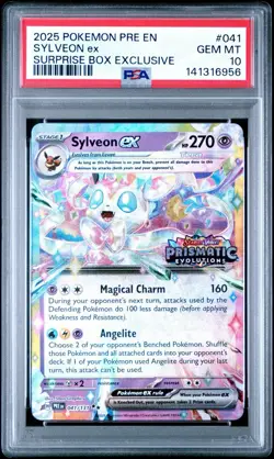 2025 POKEMON PRE EN-PRISMATIC EVOLUTIONS STAMPED #041 SYLVEON EX PSA 10 - Image 1