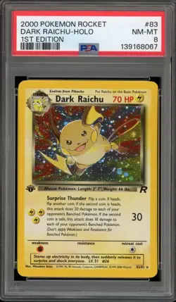 Pokemon Dark Raichu Team Rocket 1st Edition Holo Secret Rare #83 PSA 8 - Image 1