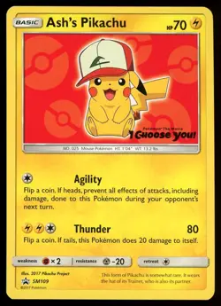 POKEMON CARD - ASH’S PIKACHU SM109 SUN & MOON PROMOS - Image 1