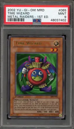 Yu-Gi-Oh! Time Wizard Metal Raiders 1st Edition Ultra Rare MRD-065 PSA 9 Mint - Image 1