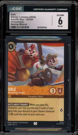 Disney Lorcana Dale Azurite Sea #18 NARROW MISCUT ERROR CGC 6 - Image 1