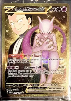 Team Rockets Mewtwo EX 240/182 Destined Rivals Gold Hyper Rare Card - Image 1