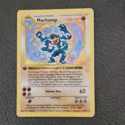 Pokemon Machamp 8/102 Base Set Holo Rare 1999 Card Heavily Played/Damaged - Image 1