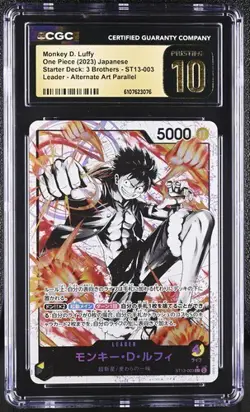 CGC 10 Pristine Monkey D Luffy ST13-003 One Piece Card Black White Alt Art Jpn - Image 1