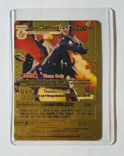 Shining Charizard GX Pokemon Gold Foil Card Mint Condition Fan Art HP 250 - Image 1