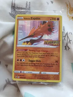 Galarian Zapdos SEALED Promo SWSH124 - Evolving Skies Pre-release- Pokemon Card - Image 1