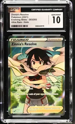 ✨✨ CGC 10 Zinnia's Resolve SWSH Evolving Skies Pokemon Card Full Art - Image 1