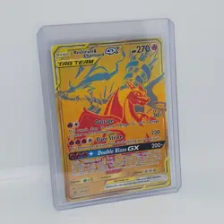 2021 TAG TEAM Reshiram & Charizard GX GOLD CARD BLACK STAR PROMO SM247 - Image 3