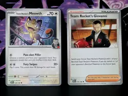 Pokemon TCG Giovanni + Team Rockets Meowth Destined Rivals Card Pair - Image 1