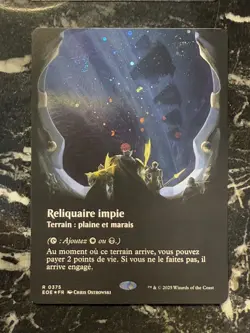 MTG EOE Poster Viewport Land — Godless Shrine GALAXY FOIL FR — NM French - Image 1