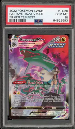 Pokemon Rayquaza VMAX Silver Tempest Trainer Gallery Full Art #TG20 PSA 10 - Image 1