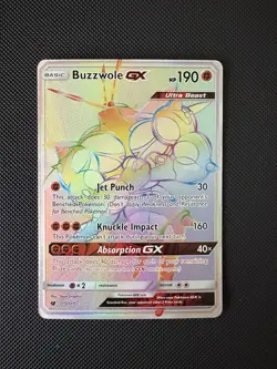Buzzwole GX (Rainbow) Rare Holofoil SM - Crimson Invasion 115/111 Pokemon TCG HP - Image 1