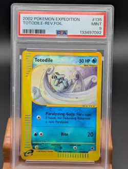 2002 Pokemon Expedition Totodile Reverse Holo #135 PSA Mint 9 - Image 1