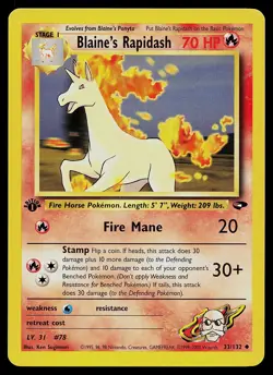 Pokemon Card - Blaine's Rapidash Gym Challenge 33/132 Uncommon 1st Edition - Image 1