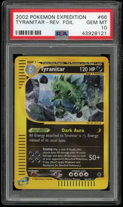 Pokemon TCG Tyranitar Reverse Holo Rare 66/165 Expedition WOTC PSA 10 Gem Mint - Image 1