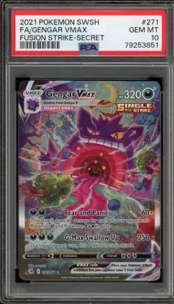 Pokemon Gengar VMAX Fusion Strike Secret Rare Full Alt Art #271 PSA 10 Gem Mint - Image 1