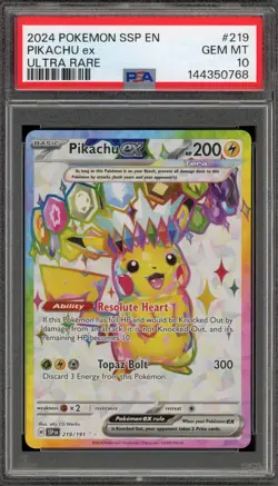 Pokemon Pikachu ex Surging Sparks Ultra Rare #219 PSA 10 Gem Mint - Image 1