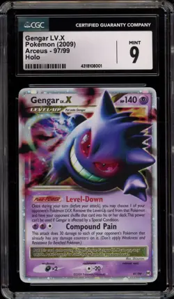 Pokemon Gengar Lv.X Platinum Arceus Holo Ultra Rare #97 CGC 9 Mint - Image 1